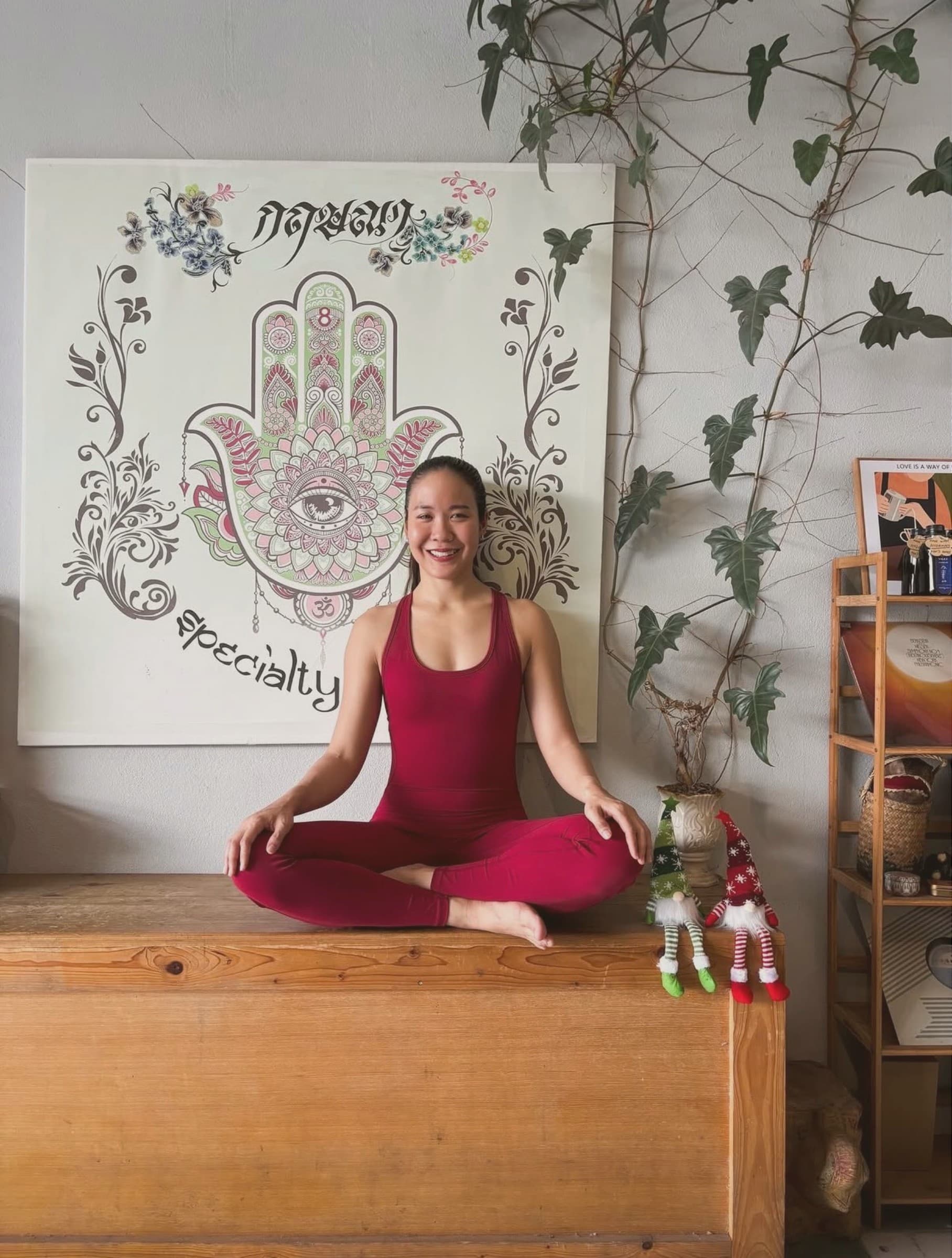 Soulena meditating in her teaching space
